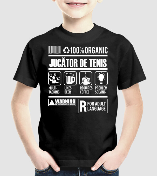 JUCĂTOR DE TENIS model negru pe tricou