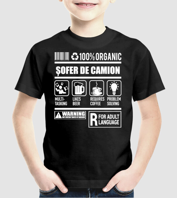 ȘOFER DE CAMION model negru pe tricou