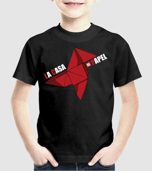 origami la casa de papel model negru pe tricou