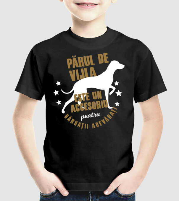 părul de vijla este un accesoriu pentru bărbații adevărați model negru pe tricou