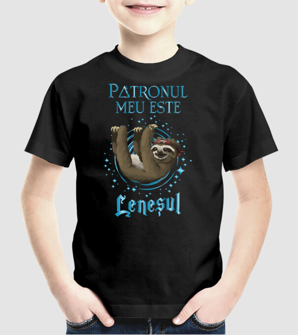 Patronul meu este LENEȘUL model negru pe tricou