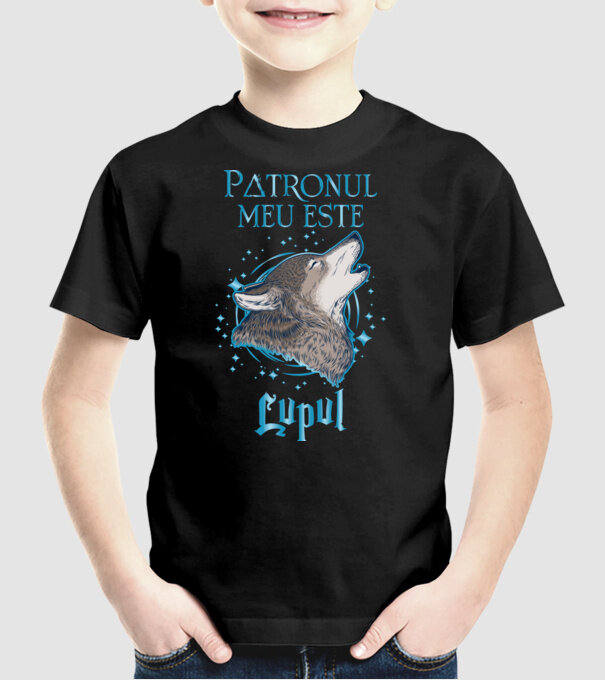 Patronul meu este LUPUL model negru pe tricou