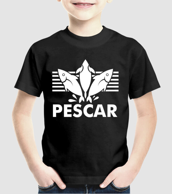 Pescar original model negru pe tricou