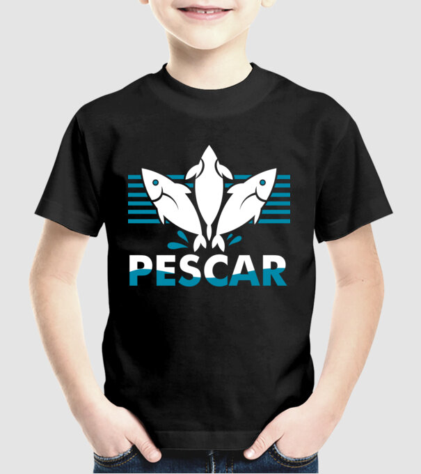 Pescar original model negru pe tricou