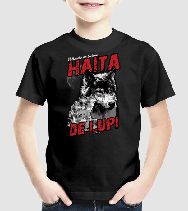 Petrecere de burlac - haită de lupi model negru pe tricou