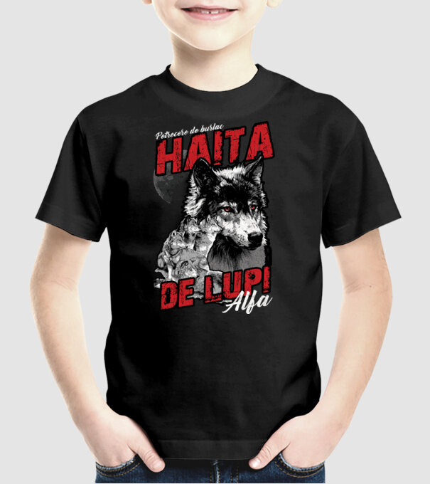 Petrecere de burlac - haită de lupi masculi alfa model negru pe tricou