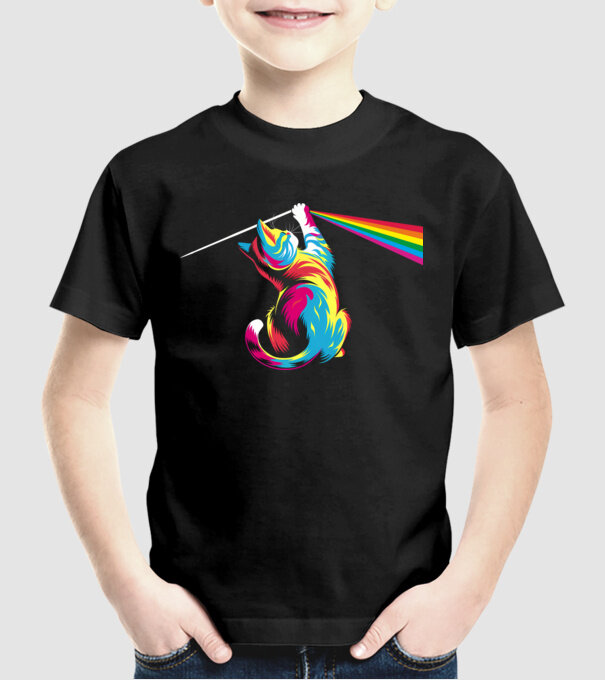Pisica prismă model negru pe tricou