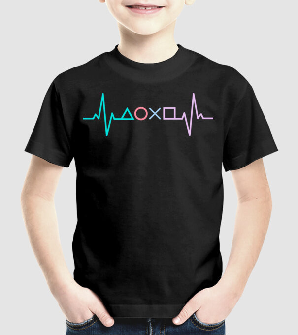 Playstation Symbols EKG model negru pe tricou