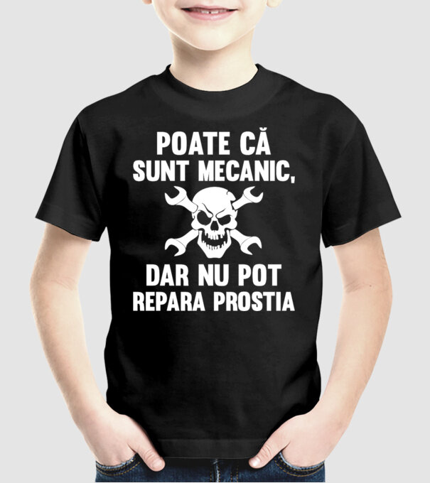 Poate că sunt mecanic, dar nu pot repara prostia model negru pe tricou