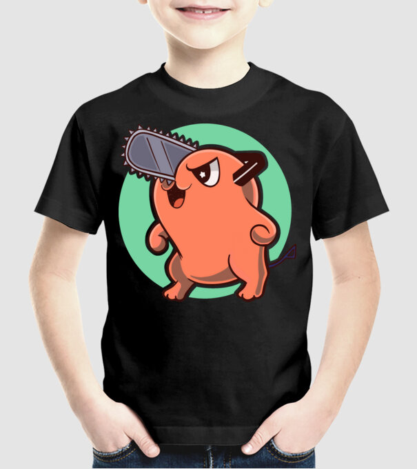 Pochita - ChainSawMan model negru pe tricou