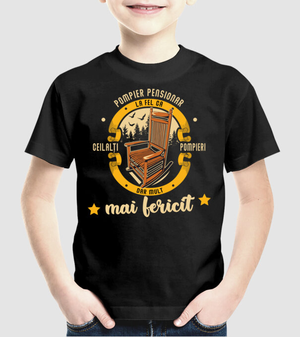 POMPIER pensionar - la fel ca ceilalți pompieri, dar mult mai fericit model negru pe tricou