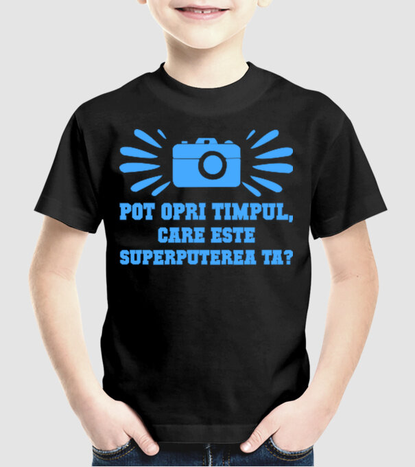 Pot opri timpul, care este superputerea ta? model negru pe tricou