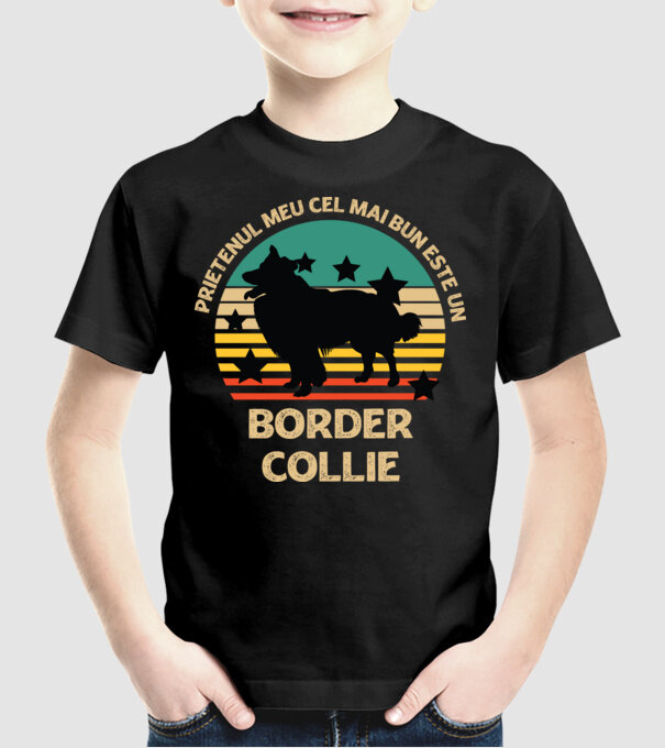 Prietenul meu cel mai bun este un border collie model negru pe tricou