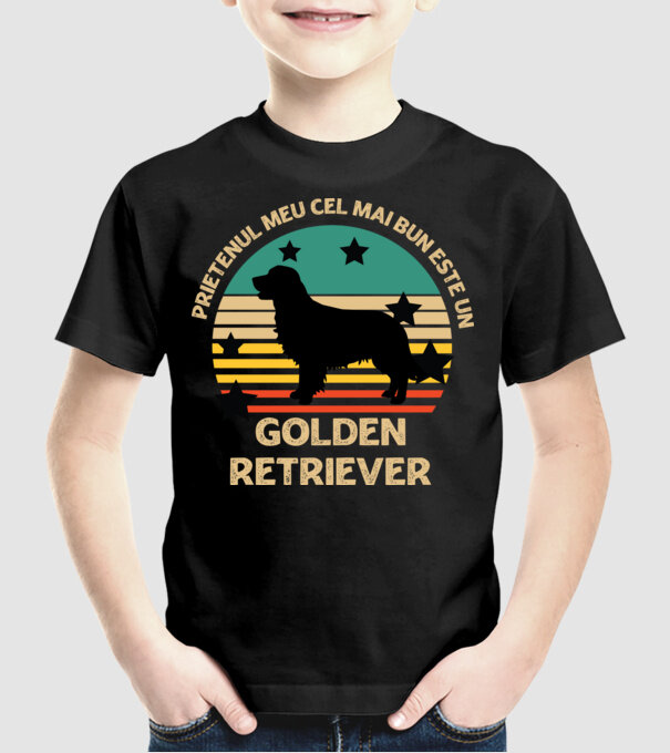 Prietenul meu cel mai bun este un golden retriever model negru pe tricou
