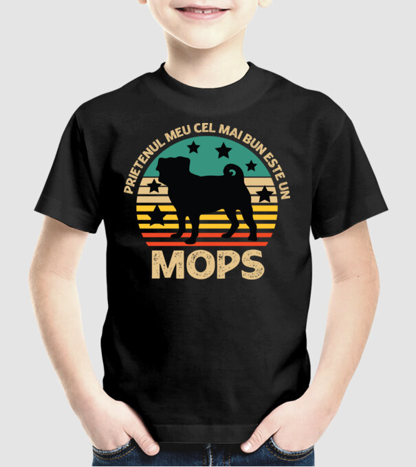 Prietenul meu cel mai bun este un mops model negru pe tricou