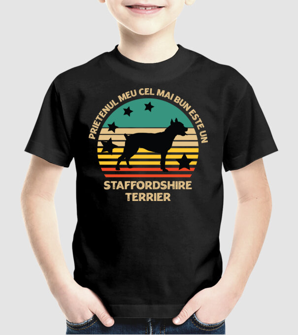 Prietenul meu cel mai bun este un staffi model negru pe tricou