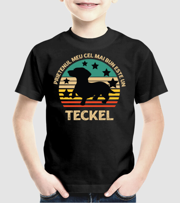 Prietenul meu cel mai bun este un teckel model negru pe tricou