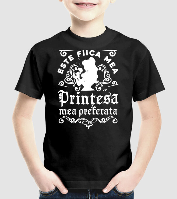 Prințesa mea preferată este fiica mea! model negru pe tricou