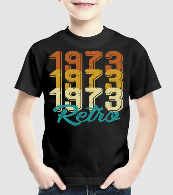 Retro 1973 model negru pe tricou