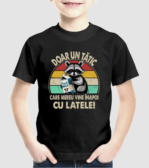 Retro Apa aki visszajött a tejjel RO model negru pe tricou