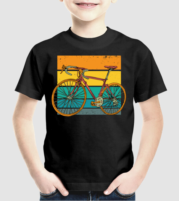 Retro bike model negru pe tricou