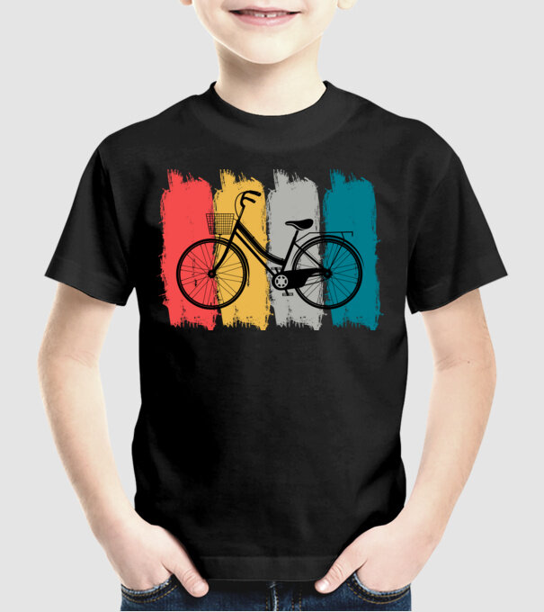Retro city bike model negru pe tricou