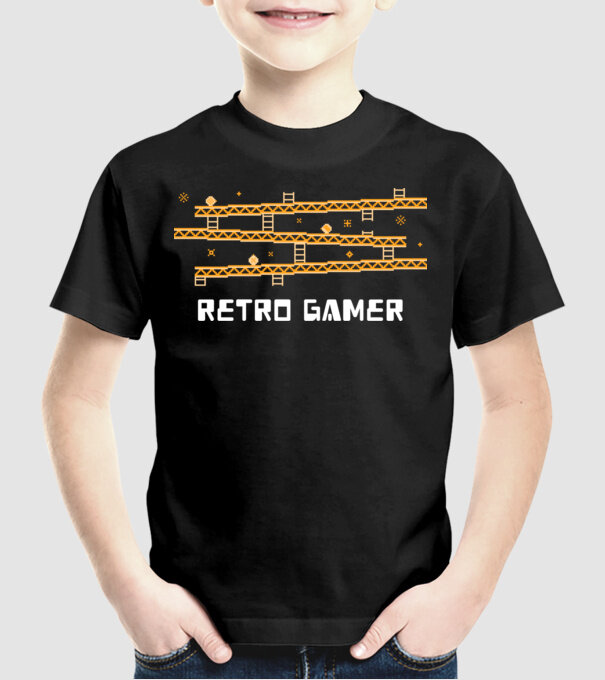 Retro gamer 2 model negru pe tricou