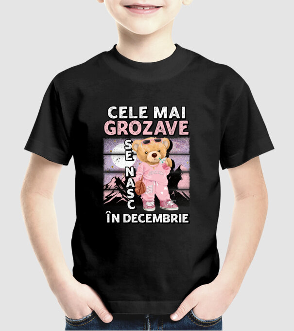 RETRO teddy fetişcană DECEMBRIE model negru pe tricou