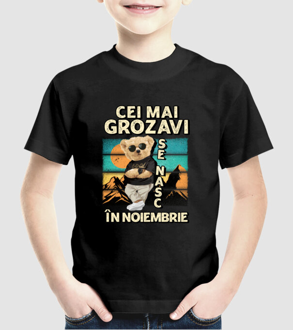 RETRO teddy NOIEMBRIE model negru pe tricou