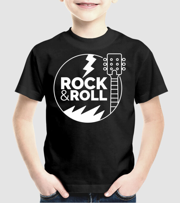 Rock n roll model negru pe tricou
