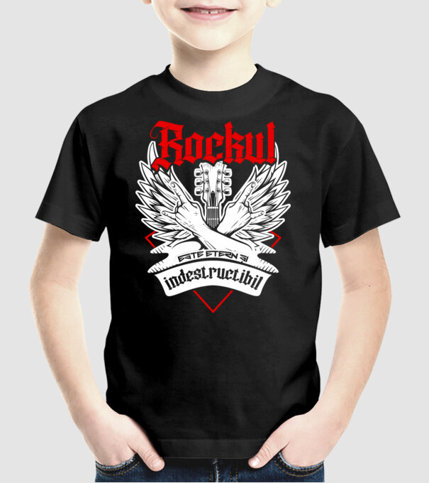 Rockul este etern și indestructibil model negru pe tricou