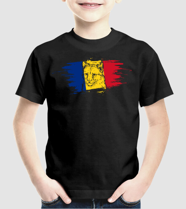 romania eurasian lynx model negru pe tricou