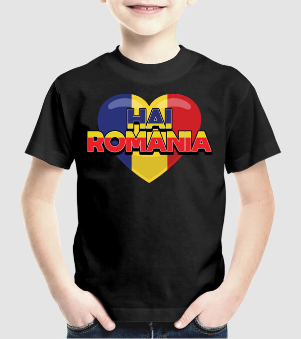 Romania heart model negru pe tricou