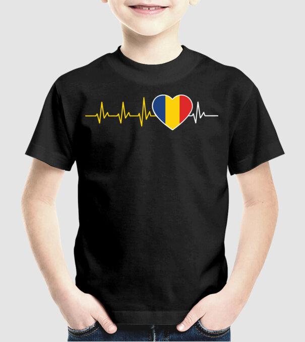 România heartbeat model negru pe tricou