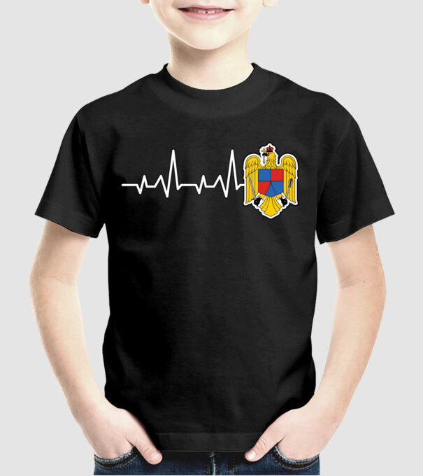 ROMANIA heartbeat model negru pe tricou