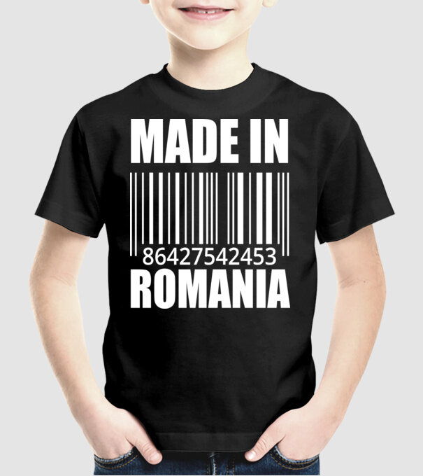 România made in model negru pe tricou