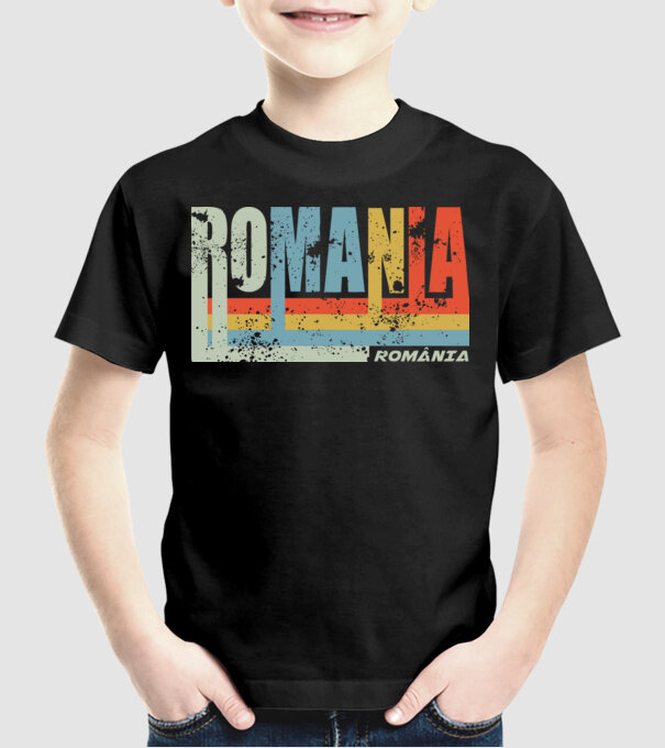 România retro model negru pe tricou