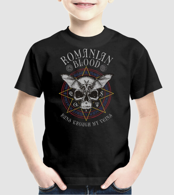 România Romanian Blood model negru pe tricou