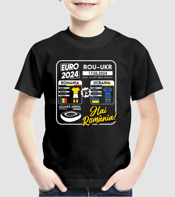 ROU-UKR euro 2024 calendar model negru pe tricou