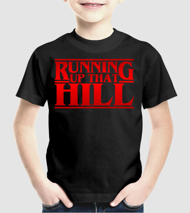 running up that hill model negru pe tricou