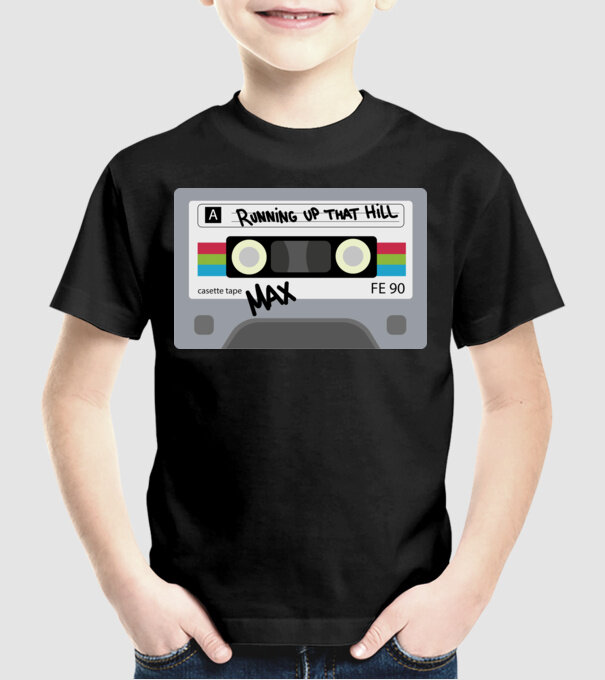 running up that hill casette model negru pe tricou