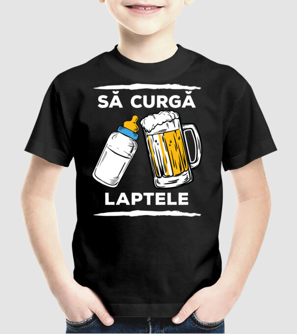 să curgă laptele! model negru pe tricou