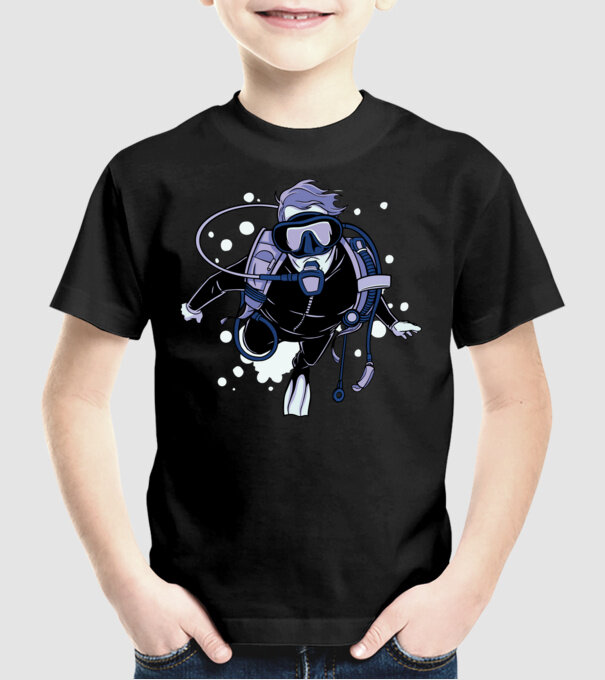 Scuba driver model negru pe tricou
