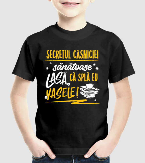 Secretul căsniciei sănătoase model negru pe tricou