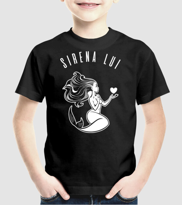 Sirena lui model negru pe tricou