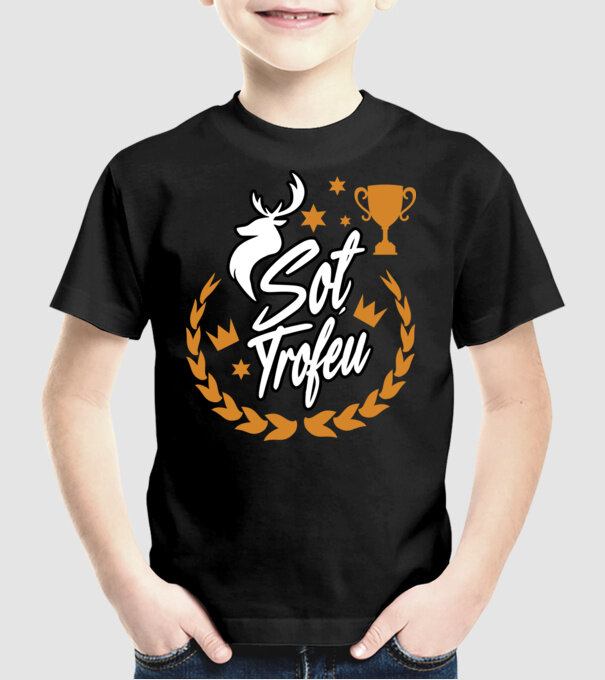 Soț trofeu model negru pe tricou