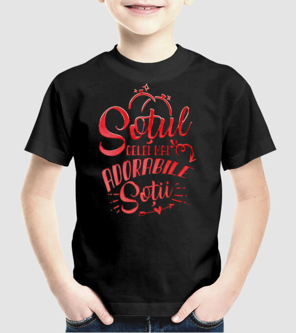Soțul celei mai adorabile soții model negru pe tricou