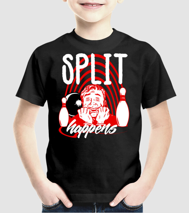 Split Happens model negru pe tricou