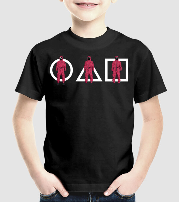squid game characters model negru pe tricou