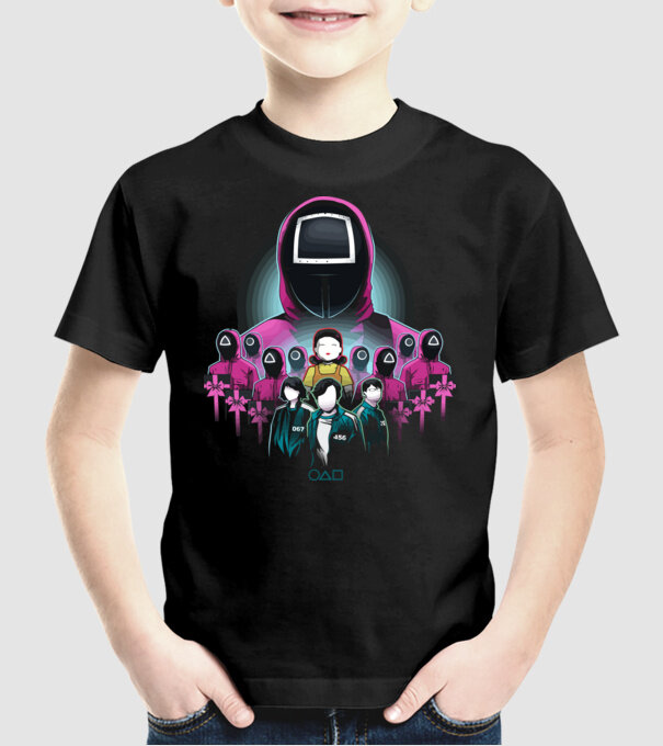 squid game crew model negru pe tricou